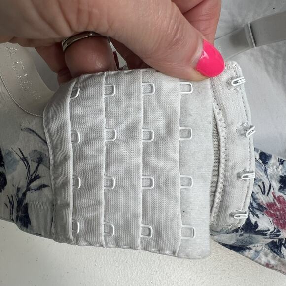 Cacique 44DD Bra Boost Plunge Underwire Floral Lace Cotton Full Figure Coverage - Picture 8 of 15